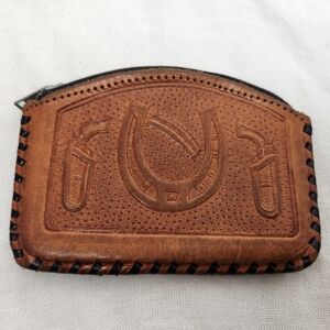 Mini Coin Purse Wallet Zip Leather Vintage Guns Roses Horse shoe